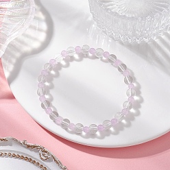 Сливовый Браслеты из натуральных окрашенных малайзийских нефритов и синтетических кварцевых кристаллов с круглыми бусинами для женщин, слива, внутренний диаметр: 2-1/4 дюйм (5.6 см)