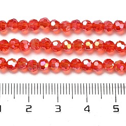 Красный Прозрачные стеклянные бусины, 32 граней, с покрытием AB цвета, круглые, красные, 4.5x4 мм, отверстие : 1 мм, около 94~95 шт / нитка, 13.98'' (35.5 см)