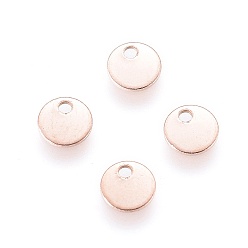 Розовое Золото Ионное покрытие (ip) 304 брелоки для штамповки из нержавеющей стали, плоско-круглые, розовое золото , 4x0.4 мм, отверстие : 0.8 мм