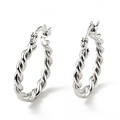 Платинированный Серьги-кольца из латуни для женщин, без свинца, без кадмии и без никеля, Реальная платина, 25.5x22x3 мм, штифты : 0.9 мм