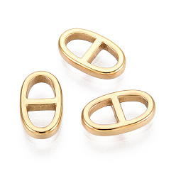 Настоящее золото 14K Ионное покрытие (ip) 304 подвески из нержавеющей стали, овальные, реальный 14 k позолоченный, 10x6.5x2 мм, отверстие : 2.5 мм