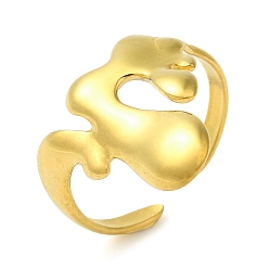 Настоящее золото 18K 304 открытые манжеты из нержавеющей стали для женщин, нерегулярный, реальный 18 k позолоченный, 16 мм, регулируемый