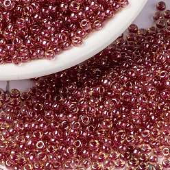 (RR373) Dark Rose Lined Light Topaz Luster MIYUKI Round Rocailles Beads, Japanese Seed Beads, (RR373) Dark Rose Lined Light Topaz Luster, 8/0, 3mm, Hole: 1mm, about 422~455pcs/bottle, 10g/bottle