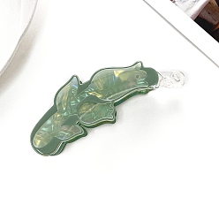 Зеленый Цветочные акриловые заколки для волос из кожи аллигатора, аксессуары для волос для женщин и девочек, зелёные, 100 мм