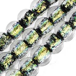 Желтый Ручной стеклянные фольга бисер пряди, рондель, желтые, 11.5~12x9.5~10 мм, отверстие : 1.2~1.6 мм, около 30 шт / нитка, 11.42~11.81 дюйм (29~30 см)