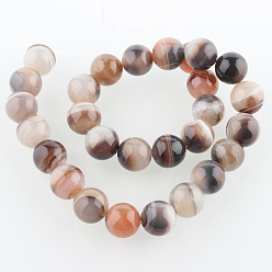 Natural Agate Dyed & Heated Natural Agate Round Beads Strands, Imitation Botswana Agate, 14mm, Hole: 1mm, about 28pcs/strand, 15.16 inch