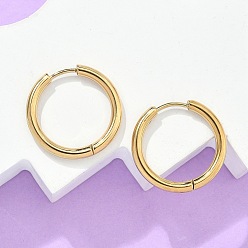 Настоящее золото 18K Ионное покрытие (ip) 304 серьги-кольца из нержавеющей стали, гипоаллергенные серьги, с 316 хирургическим стержнем из нержавеющей стали, золотые, 10 датчик, 21x2.5 мм, штифты : 1 мм, внутренний диаметр: 16 мм