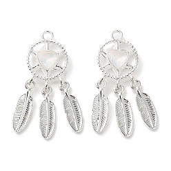 Прозрачный Подвески из сплава со стразами, без свинца и без кадмия, тканая сетка, серебряные, прозрачные, 34x15.5x4.5 мм, отверстие : 2 мм