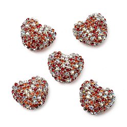 (123L) Белый крем непрозрачный блеск Сверкающие акриловые бусины в форме сердца с украшением из страз, для самодельных украшений и украшений для ручек, огнеупорный кирпич, 17~17.5x20.5x11.5 мм, отверстие : 2.5 мм