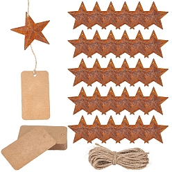 Сиена Звездная ржавчина железо большие подвески, с джутовым шнуром, цвет охры, 59x62x6 мм, отверстие : 2.5 мм