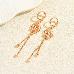 Слово Серьги-кольца из латуни с прозрачным кубическим цирконием, реальный 18 k позолоченный, слово, 60 мм