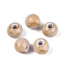 Mocasín Cuentas de porcelana vintage hechas a mano, fantasía antigua porcelana esmaltada, rondo, mocasín, 9.5~11x8.5~9.5 mm, agujero: 2~3 mm