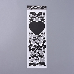 Schwarz Bowknot & Herz Muster dekorative Aufkleber Blätter, für das Scrapbooking, Kalender, Kunst, Kinder DIY Handwerk, Schwarz, 260x80 mm