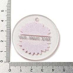 Old Rose Mother's Day Opaque Acrylic Pendants, Flat Round with Word, Old Rose, 45x3mm, Hole: 3.5mm
