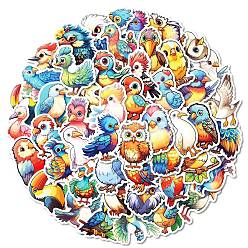 (52) Непрозрачная лаванда 50шт. бумажные наклейки с изображением птиц из мультфильмов, самослипание, для чемодана, скейтборде, холодильник, шлем, оболочка мобильного телефона, разноцветные, 56~60x31~54x0.2 мм, 50 шт / комплект