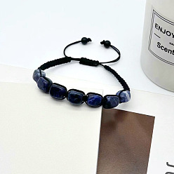 Содалитовое Браслеты из плетеных бусин из натурального содалита в форме куба, 6-1/2~11 дюйм (16.5~28 см)