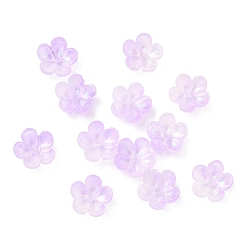 Лиловый Окрашенные и нагретые стеклянные колпачки для бусин, 5-лепестков цветка, сирень, 10x10x5 мм, отверстие : 1.4 мм