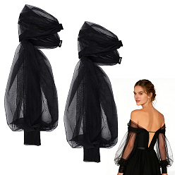 Noir Manches bouffantes amovibles en maille polyester, pour mariage robe de mariée accessoires en tulle, noir, 490x740x3.5mm