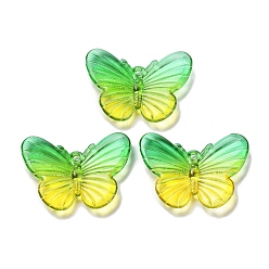 Зеленый лайм Прозрачные акриловые подвески, бабочка, зеленый лайм, 20x26x3 мм, отверстие : 1.4 мм