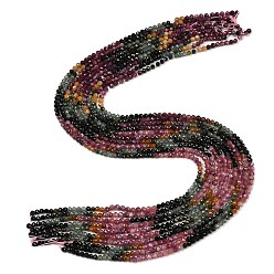 Турмалин Нити из натуральных разноцветных турмалиновых бусин, граненые круглые, 3~3.5x3.5 мм, отверстие : 0.6 мм, около 124~126 шт / нитка, 15.28''~15.51'' (38.8~39.4 см)