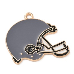 Серый Подвески из эмали и сплава, золотой свет, без кадмия и без свинца, шлем подвеска, серые, 24.5x25.5x1.5 мм, отверстие : 1.5 мм