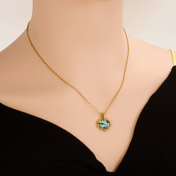 Золотой 304 ожерелья из нержавеющей стали с подвеской в виде сердца из натуральной ракушки пауа, золотые, кулон: 1.5x1.5 см