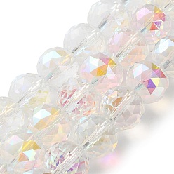 Прозрачный АВ Прозрачные стеклянные бусины гальваническим пряди, круглые, с половиным покрытием цвета радуги, граненые, ясно AB, 15.5~16x14 мм, отверстие : 1.8 мм, около 26 шт / нитка, 14.37 дюйм (36.5 см)