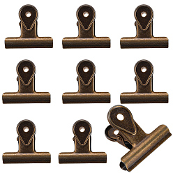 Античная Бронза 8шт. железные зажимы для бумаги, примечания письмо скрепка, офисные принадлежности, античная бронза, 45x50x28 мм, отверстие : 5.5 мм