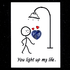 (306FM) Жонкиль матовый с лаймовой подкладкой Натуральная голубая пятнистая яшма в форме сердца, с бумажными карточками, фигурка для украшения дома, энергетический камень рейки для исцеления, 15 мм