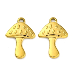 Настоящее золото 18K Ионное покрытие (ip) 304 подвески из нержавеющей стали, грибное очарование, реальный 18 k позолоченный, 17.5x12x1.5 мм, отверстие : 1.4 мм