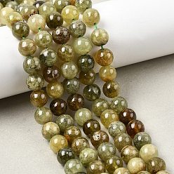 Гранат Естественный зеленый гранат бисер нитей, круглые, 8~8.5 мм, отверстие : 0.8 мм, около 48~49 шт / нитка, 15.35~15.55'' (39~39.5 см)