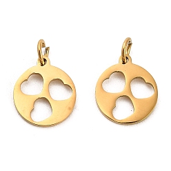 Сердце 304 прелести нержавеющей стали, с целью перехода в кольце, плоский круглый шарм, лазерная резка, золотые, сердце, 13.5x11.5x1 мм, отверстие : 3.4 мм