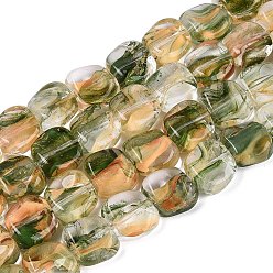 Sandy Brown Handmade Lampwork Beads Strands, Square, Sandy Brown, 10.5~11.5x10.5~12.5x5~7mm, Hole: 0.8~1mm, about 24pcs/strand, 10.24~10.43 inch(26~26.5cm)