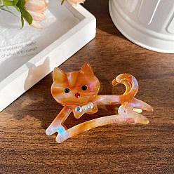 Saddle Brown Acrylic Cat Claw Clip, Versatile Hair Accessory for Women, Saddle Brown, 60x40mm