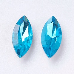 Аквамарин Имитация австрийского хрусталя горный хрусталь, класс А, задние и задние, лошадиный глаз , аквамарин, 6x3x2~2.5 мм