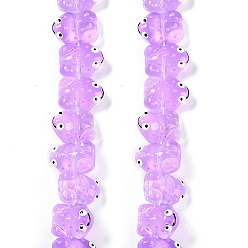 Лиловый Нити прозрачных бусин из стеклянной эмали, бусины ручной работы, лягушка, сирень, 15x11x6.5 мм, отверстие : 1 мм, около 29~31 шт / нитка, 12.40~13.19'' (31.5~33.5 см)