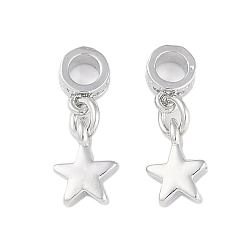 Звезда Латунные подвески, без свинца и без кадмия, платина, звезда, 16 мм, Кулон : 8.5x6x2 мм, отверстие : 2.5 мм