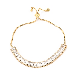 Настоящее золото 18K Регулируемые латунные теннисные браслеты с микропаве из кубического циркония, долговечные браслеты-слайдеры с покрытием для женщин, реальный 18 k позолоченный, внутренний диаметр: 1-1/8~2-7/8 дюйм (2.7~7.4 см)