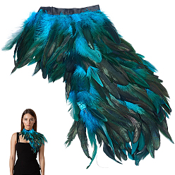 Темно-Голубой Накидка из натуральных перьев в готическом стиле, полиэфирная лента хэллоуин косплей костюм шаль, глубокое синее небо, 435x326 мм