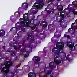 Темно-Фиолетовый Природный агат бисер нитей, окрашенные, круглые, темно-фиолетовый, 8 мм, отверстие : 1 мм