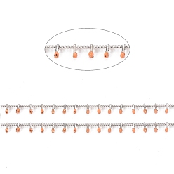 Orange Brass Handmade Beaded Chain, Curb Chains, with Enamel, Long-Lasting Plated, Unwelded, with Spool, Orange, 2x1.5x0.8mm, Charm: 6x2x2mm, about 32.8 Feet(10m)/roll