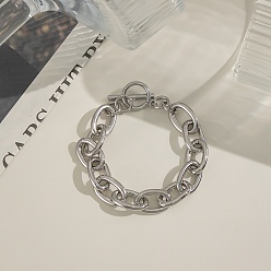 Нержавеющая Сталь Цвет 304 женские браслеты-цепочки из нержавеющей стали, с Переключить застежками, цвет нержавеющей стали, 7-5/8 дюйм (19.5 см)