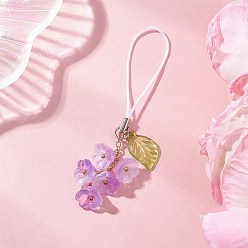 Сливовый Цветочные украшения ручной работы в технике лэмпворк и акриловые подвески, с нейлоновым ремешком, слива, 85 мм