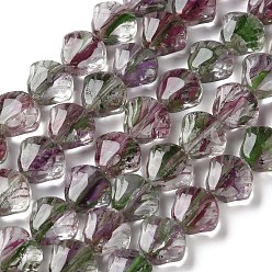 Dark Violet Inner Flower Handmade Lampwork Beads Strands, Shell Shape, Dark Violet, 11x12x7mm, Hole: 1mm, about 24pcs/strand, 10.24 inch(26cm)