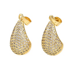 Золотой Латунные микро проложить кубического циркония подвески, слезинки, золотые, 20x10.5x11 мм, отверстие : 3.5 мм