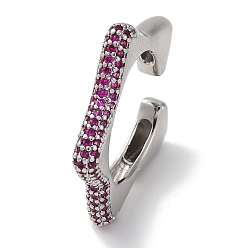 Средний Фиолетово-красный Кольца-манжеты для женщин с открытыми кольцами из латуни и кубическим цирконием в виде звезды, без свинца и без кадмия, долговечный, платина, средне фиолетовый красный, 3.5 мм