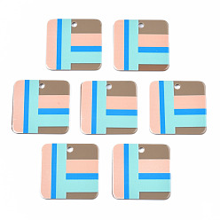 Верблюжий Акриловые подвески, 3 d распечатано, 3 d распечатано, квадратный, верблюжие, 40x40x2~3 мм, отверстие : 4 мм