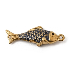 Морской Синий 304 Подвески-коннекторы в виде рыбок из нержавеющей стали с эмалированным покрытием, ионное покрытие (ip), золотые, Marine Blue, 37.5x13x7 мм, отверстия : 1.8 mm и 1.6 мм