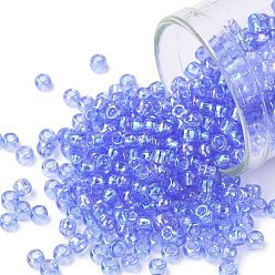 (168) Transparent AB Light Sapphire Круглые бусины toho, японский бисер, (168) прозрачный ab светлый сапфир, 8/0, 3 мм, отверстие : 1 мм, Около 10000 шт / фунт