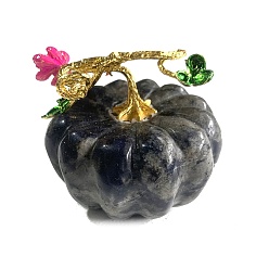 Sodalite Natural Sodalite Carved Healing Pumpkin Figurines, Reiki Energy Stone Display Decorations, 60x55mm